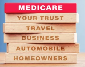 Insurance Specialists of SW Florida now offering Medicare guidance in Bonita Springs and Naples - wooden blocks reading Medicare, Your Trust, Travel, Business, Automobile, Homeowners